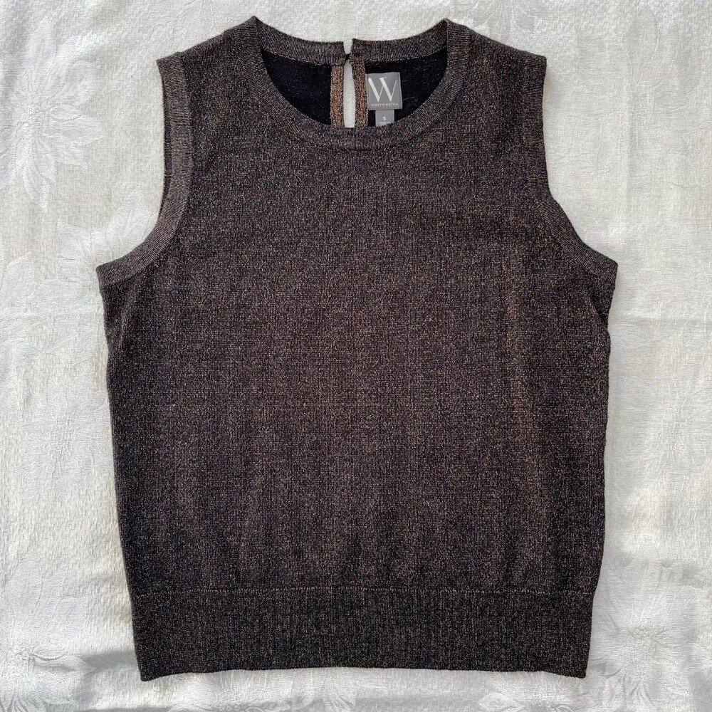Worthington Black and Gold Metallic Vest Sleeveless Sweater